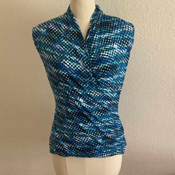 Chaus Tops - Chaus Blue and White Wrap Women's Sleeveless Blouse